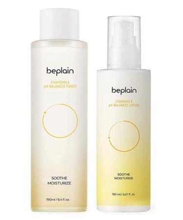 beplain Chamomile pH-Balanced Toner & Lotion Set | Natural Scent-Free Acne Toner | Pore Refining Blemish-reducing Refreshing| Korean Skin Care