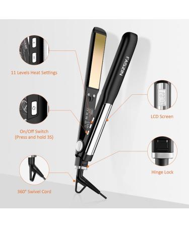 Faszin Ionic Titanium Hair Straightener: 20S Fast Heat Up, Clear LCD Display, 2-in-1 Styling Tool for Smooth & Shiny Results - Black - Buy Online on GoSupps.com