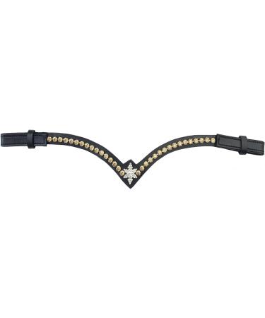 Buy Leone Equipment Browband Horse Glitter in Gift Box Gold Stones on Black Leather (Full/Warmblood) | International Shipping Available - Buy Online on GoSupps.com