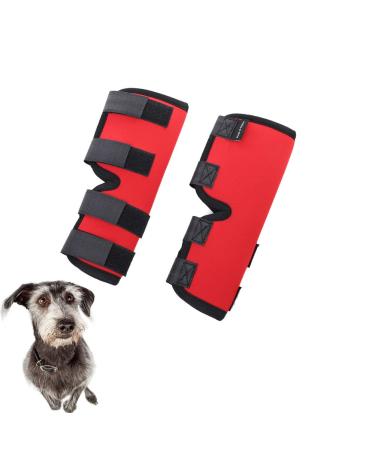 Dog Leg Brace 2 Pack Canine Dog Leg Joint Wraps Compression Brace Protects Wounds Prevents Injuries and Sprains Helps with Loss of Stability Caused by Arthritis Pet Kneepad|Red (L)