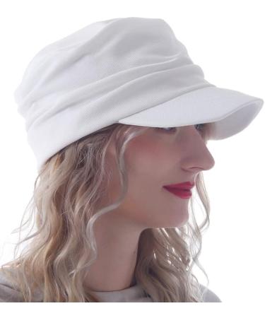 Forbusite Women's White Newsboy Hat Cabbie Cap for Cancer Hair Loss - Buy Online on GoSupps.com