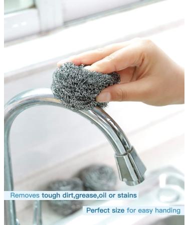 12Pcs Stainless Steel Wool Scrubber Set for Cleaning Dishes, Pans, Ovens, Grills - Kitchen Sink Scrubber Pads - Metal Scourer for Tough Stains - 12 Pack - Buy Online on GoSupps.com