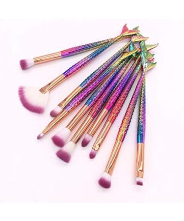 10-Piece Mermaid Makeup Brush Set - Colorful Fish Tail Eyeshadow Eyeliner & Concealer Brushes - International Shipping - Buy Online on GoSupps.com