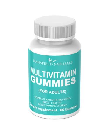 Mansfield Naturals Adult Multivitamin Gummies Daily Vitamins A C D E B12 Zinc & More Immune & Energy Support Natural Fruit Flavor 60 Count