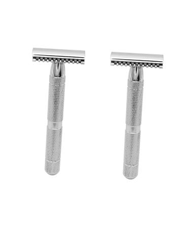 Beavorty 2 pieces of razor for men razor men's razor men's razor wooden shaver balders shaver for men head men's razor Safe razor steel razor