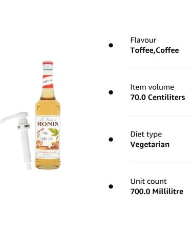 Monin Toffee Nut Coffee Syrup 70cl + Pump Set 2-Pack | Rich Toffee Coffee Flavor - Buy Online on GoSupps.com