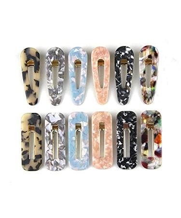 12 Pcs Fashion Acrylic Resin Hair Clips Set - Geometric Hair Accessories for Women and Girls - Buy Online on GoSupps.com