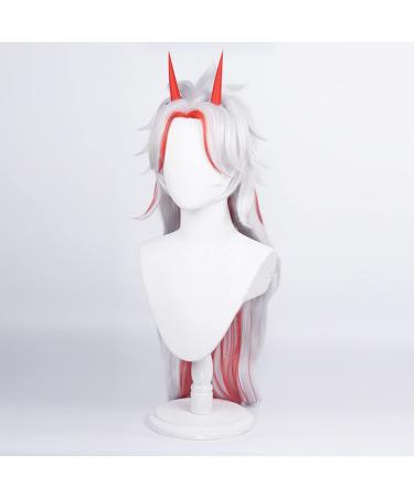 Lwiuentx Genshin Impact Arataki Itto Long Silver & Red Wig | Perfect for Halloween + Free Wig Cap - Buy Online on GoSupps.com