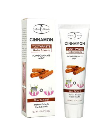 Cinnamon Toothpaste Fresh Breath Odor Removal Herbal Extracts Pomegranate Mint 100g / 3.38 oz
