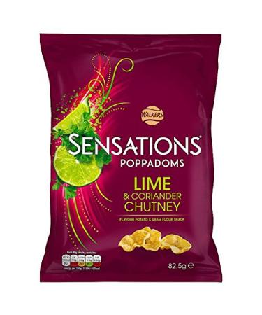 Sensations Walkers Sensations Poppadoms Lime & Chutney Snacks 82 5 g (lot de 9 x 82 5 g)