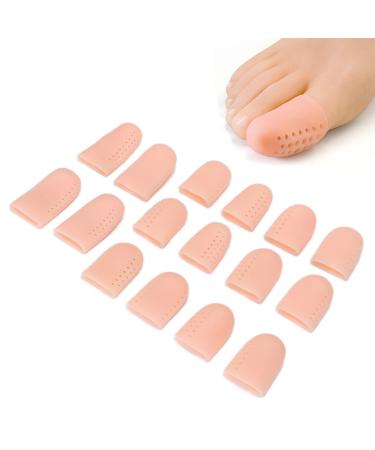 Gel Toe Protectors Toe Cover 16 Pack Silicone Finger Cot Toe Covers Gel Breathable Toe Sleeves Protectors Finger Support Protector Gloves Toe Sleeves for Missing Ingrown Toenails Finger Cracking