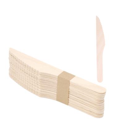 100PCS Disposable Wooden Knifes 160mm / 6.3Inches Natural Eco-Friendly Birchwood Utensils Knifes Wood Knife for Party Picnic Barbecue Restaurant Dinner Dessert