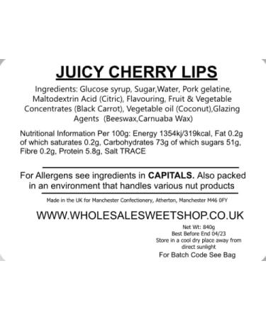 Ellies Jellies Juicy Cherry Lips 840g Square Tub - Buy Online on GoSupps.com