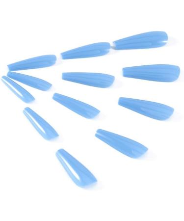 Brishow Coffin False Nails: Long Blue Stick on Nails for Women and Girls - Buy Online on GoSupps.com