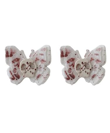 ZHOUMEIWENSP 2PCS Halloween Skull Butterfly Hair Clips Retro Hairpin with Punk Clips Novelty Hair Style Making (White)