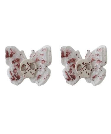 ZHOUMEIWENSP 2PCS Halloween Skull Butterfly Hair Clips Retro Hairpin with Punk Clips Novelty Hair Style Making (White) - Buy Online on GoSupps.com