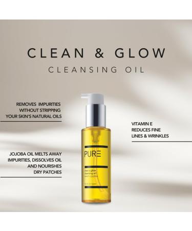 Cleansing Face Oil by PURE Spa Skincare - 100% Natural & Vegan Gentle Oil Cleanser For Removing Impurities and Waterproof Makeup - 100ml - Soft Hydrated & Glowing Skin For All Skin Types - Buy Online on GoSupps.com