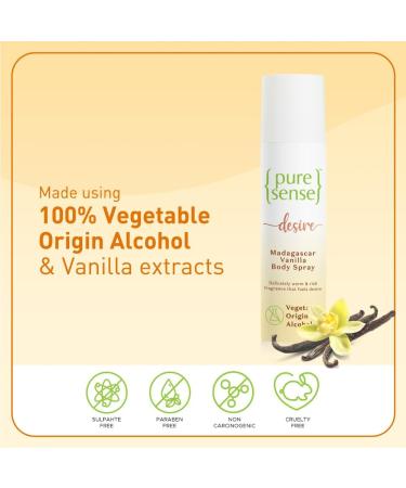 Pu..reSense/Desire Madagascar Vanilla Long Lasting No Gas Deodorant Body Spray for Women | Aluminium Free | Vegetable Origin Alcohol | Warm & Musky Fragrance | 150ml - Buy Online on GoSupps.com