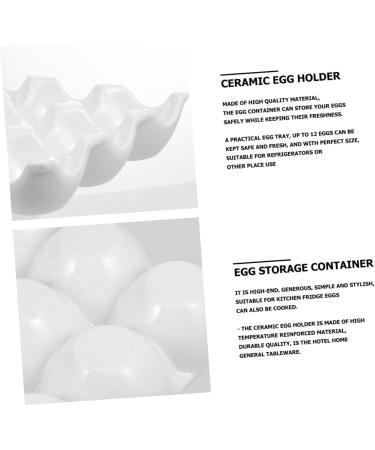 Angoily 12 Egg Tray Egg Case Holder Chicken Egg Dispenser Refrigerator Egg Holder White Ceramics Food Glass - Buy Online on GoSupps.com