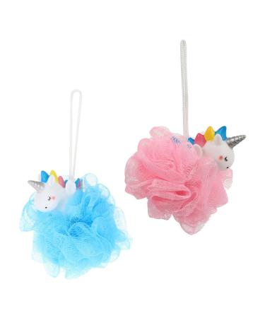 Uonlytech Unicorn Bath Sponge Set - 2pcs Mesh Loofahs for Kids - Cute Bathroom Peeling and Washing Balls - Buy Online on GoSupps.com