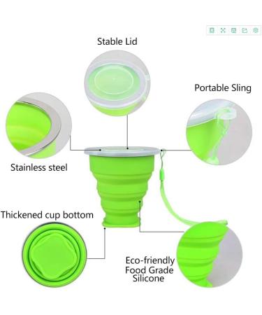 Stouge 5 Pack Silicone Collapsible Travel Water Cup Set - Outdoor Camping Mugs with Lids - Food Grade Portable Drinking Cups in Blue, Orange, Green, Pink, Red - Buy Online on GoSupps.com