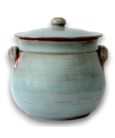 Col Round Terracotta Pot with Lid Artisan Pot Turquoise Terre Antiche Diameter 24 cm Turquoise Ancient Lands 24 cm