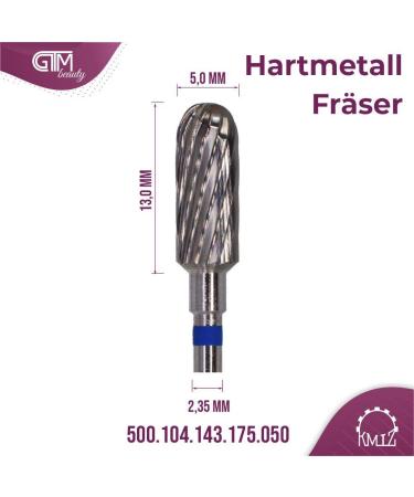 KMIZ Professional Hard Metal Milling Cutter - Blue Ring 500.104.143.175.050 for Gel & Acrylic Nails | Manicure & Pedicure Drill Bit - Buy Online on GoSupps.com
