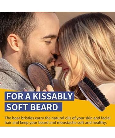 Premium Walnut Boar Bristle Beard Brush for Men - Softens & Styles Facial Hair - Buy Online on GoSupps.com