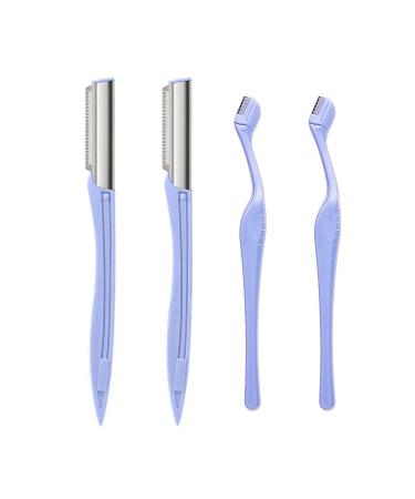 Eyebrow Razor for Women 4PCS Facial Razor for Women Face with Cover Hair Trimmer Face Razor Multi Purpose Facial Hair Removal Blades Eyebrow Shaper Tool - Blue