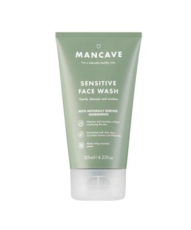 ManCave Sensitive Face Wash 125ml for Men Clean and nourish Skin with Cucumber Extract White Tea and Aloe Vera Dermatologically Tested Natural Formulation Vegan Friendly