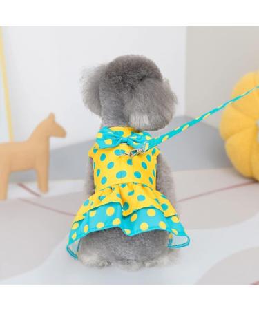 Anchor Pattern Dog Harness Dress with Leash Set | Small Yellow Puppy Princess Pet Clothes | Doggie Outfit for Small Dog Girl - Buy Online on GoSupps.com