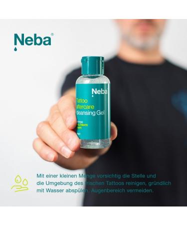 NEBA Tattoo Care Set - Cream and Gel Cleansing for Fresh Tattoos 100ml - Designed for Fresh Tattoos - Vegan - Gentle Tattoo Cleansing and Hydrating - 50ml - Buy Online on GoSupps.com