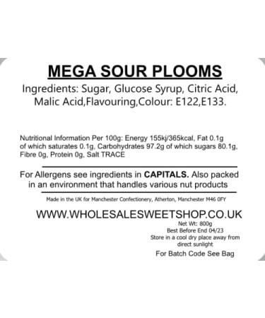 Ellies Jellies Mega Sour Plooms 800g Square Tub Sugar Coated Mega Sour Plooms Tingling Sweets - Buy Online on GoSupps.com