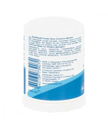 Sweatstop Powder Stick - 60g Foot Powder with Cinnamon & Menthol | Effective Antiperspirant for Dry Feet & Odor Control | Skin-Colored Design - Buy Online on GoSupps.com