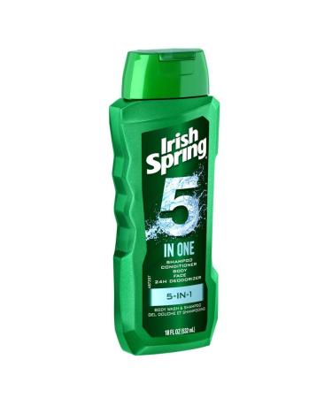 Irish Spring 5-in-1 Shampoo Conditioner Body Wash 18 oz (Pack of 2) - All-in-One Cleansing Solution - Buy Online on GoSupps.com