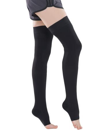 Ztl Thigh High Compression Stockings 30-40 mmHg Black - 2X-Large, Open Toe - 1 Pair - Buy Online on GoSupps.com