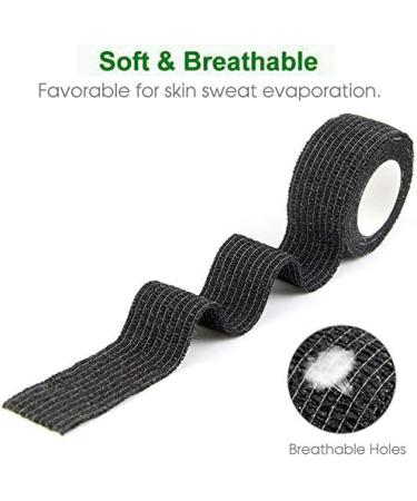 BISIBITA2 Self Adhesive Bandage Rolls Grip Cover Sensi Wrap Tape for Sports Wrist Ankle Pets 5-Yards 24pcs (1 inch Black) 1 Inch (Pack of 24) Black - Buy Online on GoSupps.com