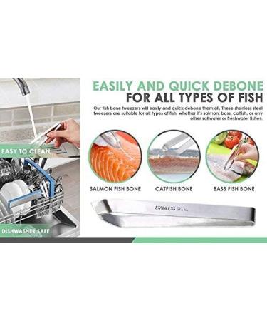 Fishbone Pliers - Non-Slip Precision Tweezers for Deburring Salmon Perch & Catfish | Handmade Stainless Steel | Ideal for Poultry & Pig Bristle Removal - Buy Online on GoSupps.com