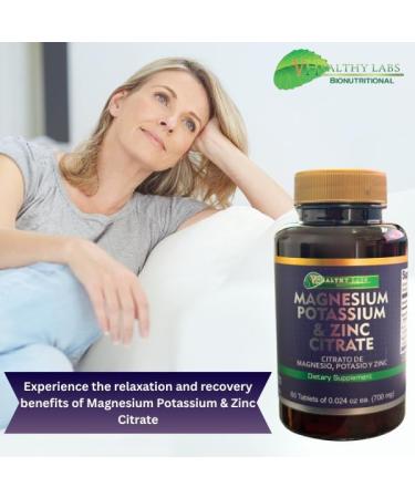 Magnesium Potassium & Zinc Citrate 60 Tablets Mineral Support Supplement for Daily Wellness Citrato de Magnesio Potasio y Zinc - Buy Online on GoSupps.com