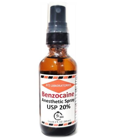 2 OZ Benzocaine Solution 20% / Numbing Liquid Spray Premium Topical Anesthetic Pain Relief Spray/Cuts/Burns/scrapes/Insect Bites/Waxing and Skin Numb to Stop Pain/Extra Strength/USA Made Clear