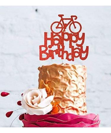LissieLou Bicycle Style Happy Birthday Cake Topper Decoration in Red Made in the UK - Buy Online on GoSupps.com