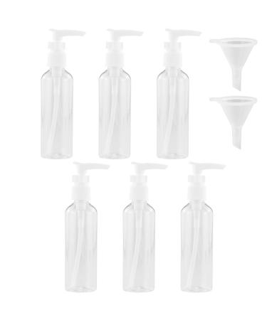 HXMJIED 6 Pcs Transparent Travel Bottles 100ml Pump Travel Bottles Spray Bottle Set Plastic Travel Atomiser Bottle Set Refillable Liquid Containers With 2 Pcs Funnels Empty Spray Bottle 100ml
