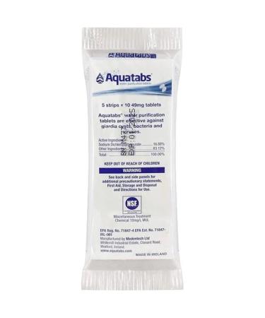 Aquatabs 100 Pack Water Purification Tablets - 2 Packs of 50ct. | Cleans 200 Liters | White | One Size - Buy Online on GoSupps.com