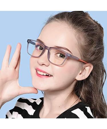 ADEWU Children's Blue Light Filter Glasses - TR90 Anti-Tiredness Rectangular Frame for Boys & Girls (Dark Gray/Red) - Buy Online on GoSupps.com
