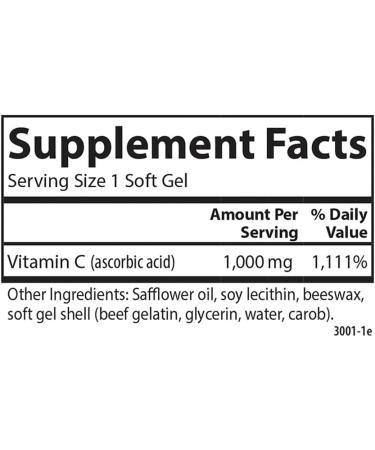 Carlson - C-Gels 1000mg Vitamin C Softgels Immune Support & Heart Health Vitamin C Softgels Antioxidant Vitamin C Supplement 100 Softgels 100 Count (Pack of 1) - Buy Online on GoSupps.com
