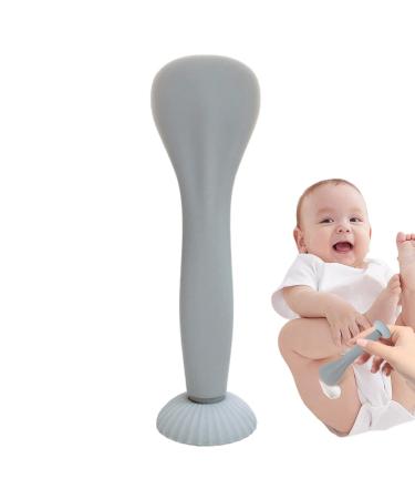 FECFUCY Baby cream spatula silicone diaper cream brush baby spatula for diaper cream baby-po brush baby bum spatula with suction foot for children girls boys silver gray