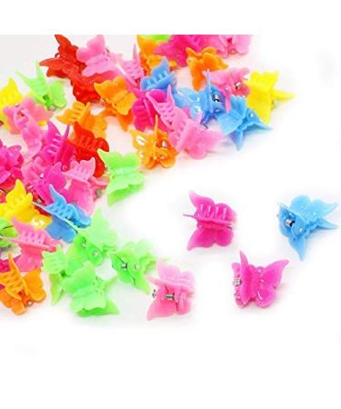 50 Pcs Mixed Color Mini Plastic Beautiful Butterfly Hair Clips Hair Accessories Hair Clip for Women Lady and Girls(Random Color)