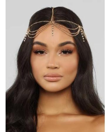 Catery Gold Hair Chain Jewelry - Boho Headpiece with Rhinestones for Women and Girls - Buy Online on GoSupps.com