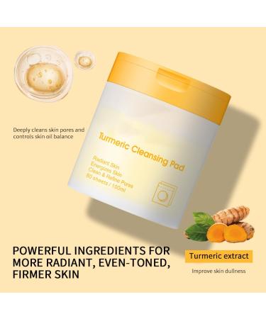 Turmeric Cleansing Pads for Face - 80pcs Exfoliating Scrub Pads for Acne & Dark Spots | Gentle Non-Irritating Formula - Buy Online on GoSupps.com