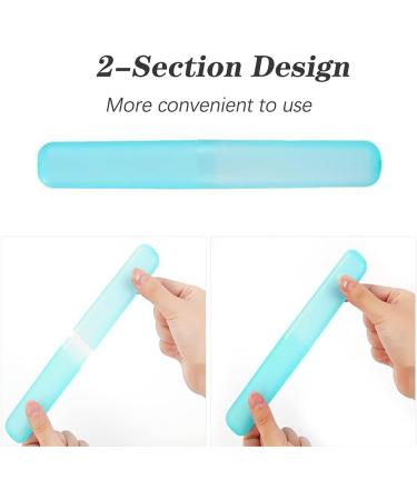 Travel Toothbrush Set - 2 Portable Toothbrushes with Protective Covers & Storage Box - Family Blue and White - Buy Online on GoSupps.com